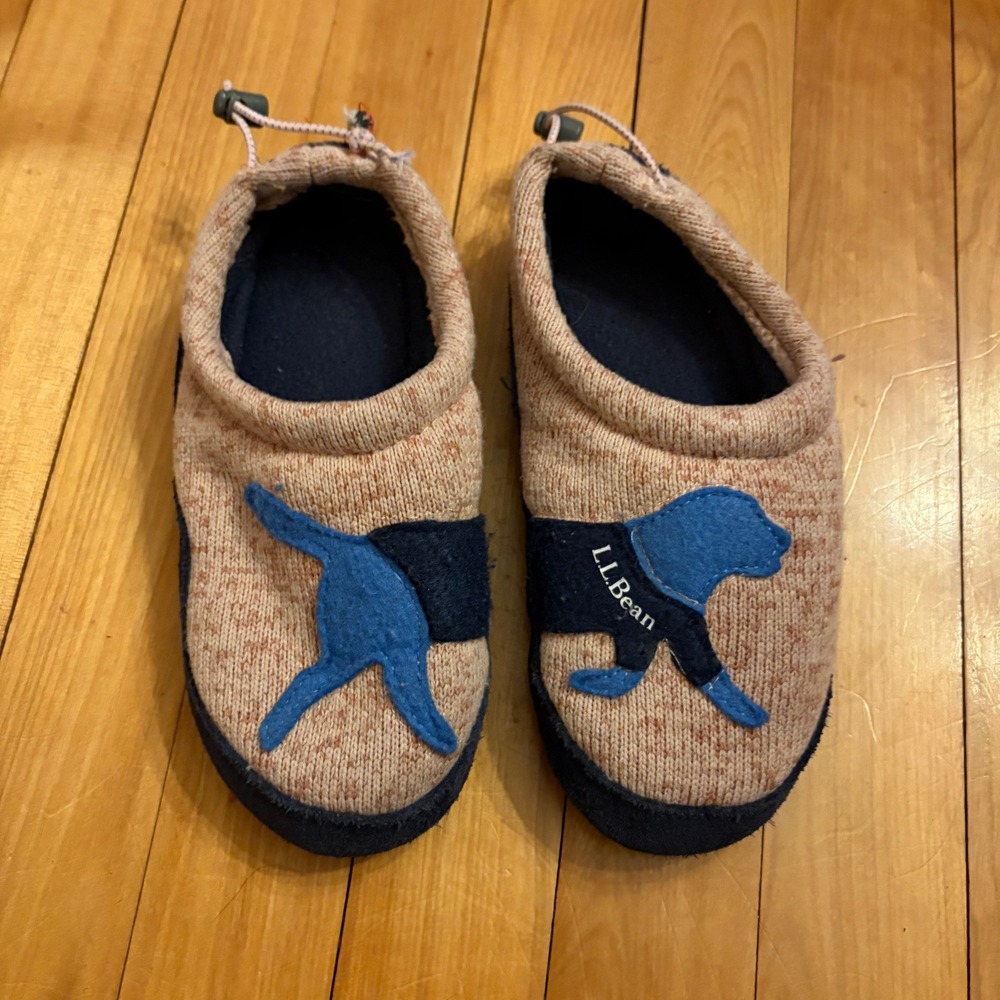 Kids L.L.Bean Slippers Size 12-13 Dog Applique Cozy Indoor‎ Shoes